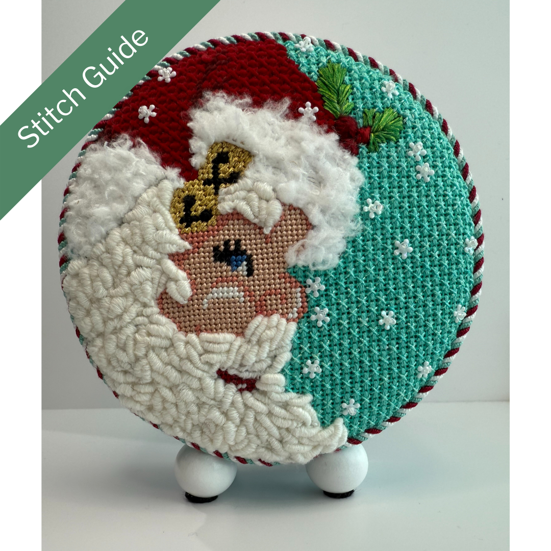 Santa Round Canvas + Stitch Guide by Melissa MacLeod