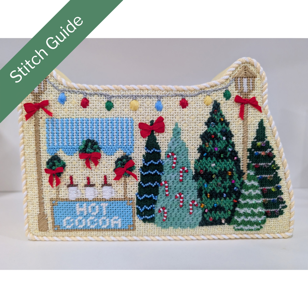 Christmas Village Tree Lot Canvas + Stitch Guide - Le Point Christmas Village