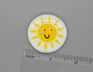 Yellow Happy Sun Fused Glass Needleminder