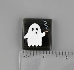 Nic The Smoking Ghost Fused Glass Needleminder