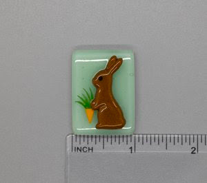 Chocolate Bunny Fused Glass Needleminder