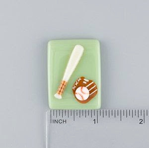 Baseball Bat and Gloves Fused Glass Needleminder