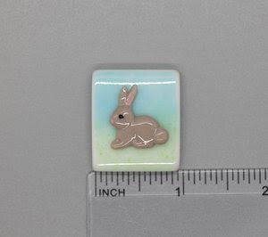 Brown Bunny Fused Glass Needleminder