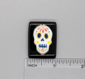 Sugar Skull Fused Glass Needle Minder