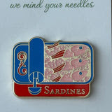 Red and Blue Sardine Can Needleminder