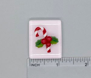Candy Cane Fused Glass Needle Minder