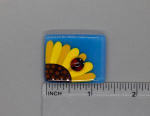 Sunflower with Ladybug Fused Glass Needleminder