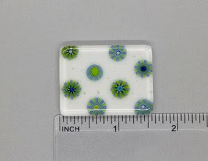 Blue/Green Dots Fused Glass Needleminder