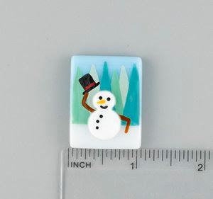 Top Hat Snowman Fused Glass Needle Minder