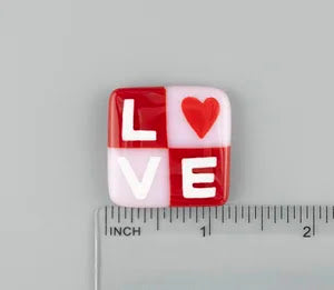 LOVE Fused Glass Needle Minder