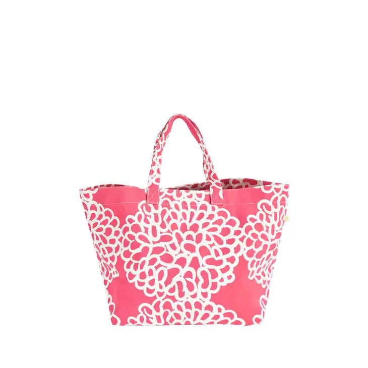 Shebobo - Zafran Gingham Large Straw Beach Bag with Plastic Liner