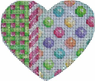 HE-835 Lattice/Canes/Coin Dots Heart