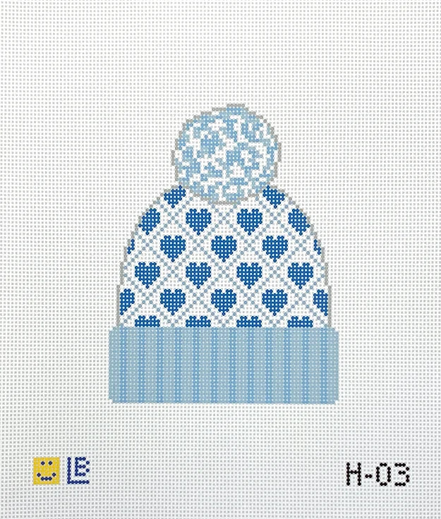 Beanie - Hearts, Blue H-03
