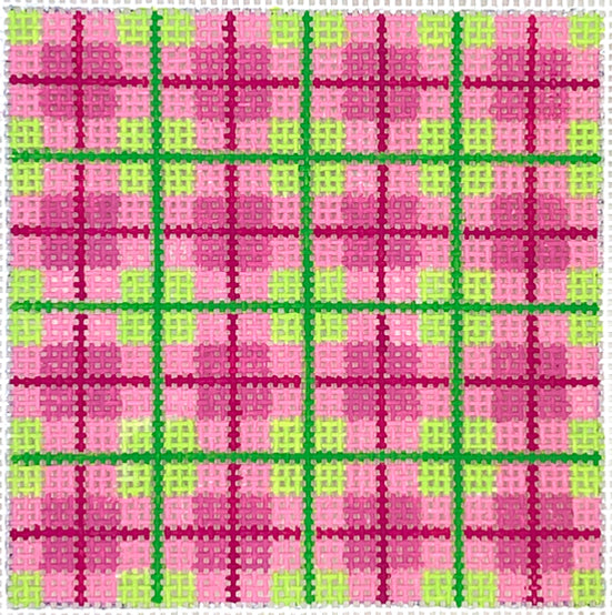 INSSQ3-01 3" Madras Plaid - pink and green square insert