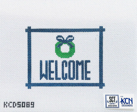 KCD5089 Welcome Sign Blue with Wreath