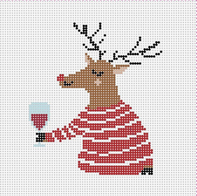 Reindeer drinking wine