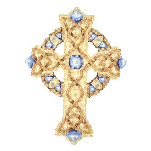 Cross--Gold & Copper with Blue Jewels BB2888