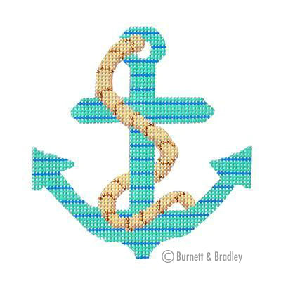 BB 6095 Anchors - Seafoam & Blue Stripe with Rope