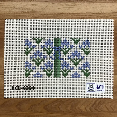 KCD-6231 Blue Block Print Bow Canvas