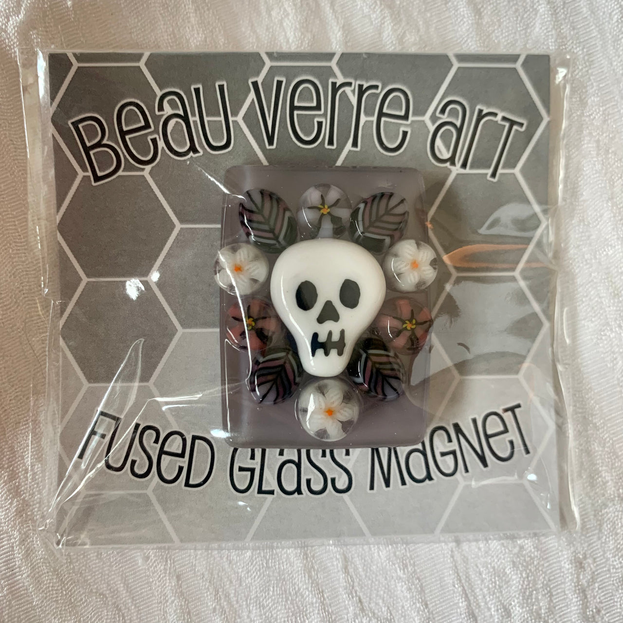Floral Skull Fused Glass Needleminder