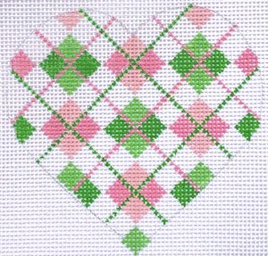 HB-154 Heart - Pink/Green Argyle with Stitch Guide