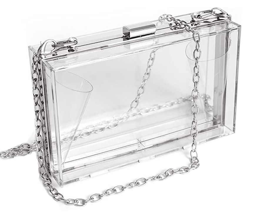 Acrylic Box Clutch - Clear with Silver Hardware