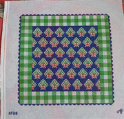 Blue Holiday Pillow w/Green Gingham AF118