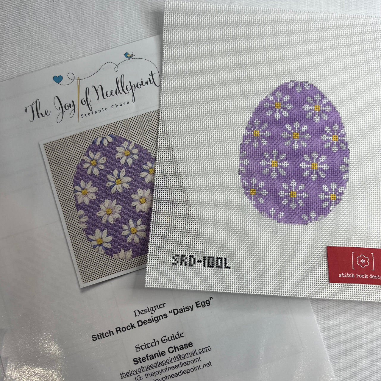 Daisy Egg - Lavender, with stitch guide