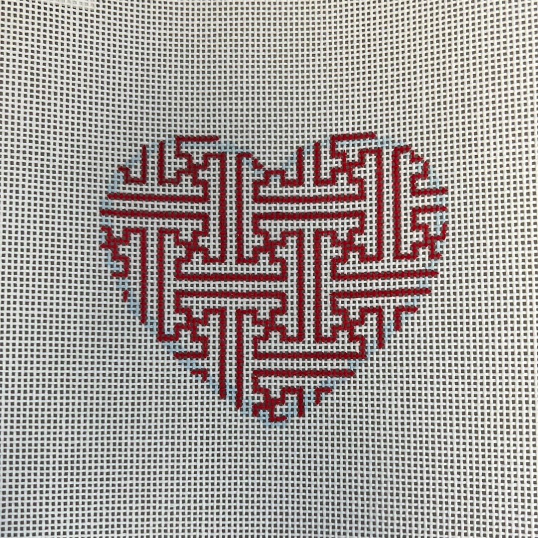 HE-861 Red/White Fretwork Heart