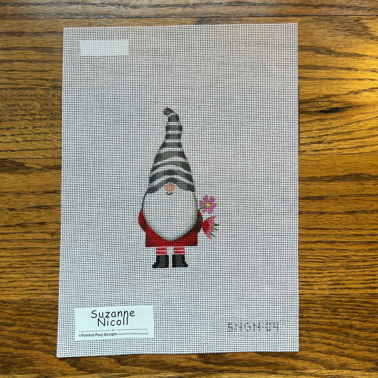 SN 04 Red & Grey Gnome with Flowers