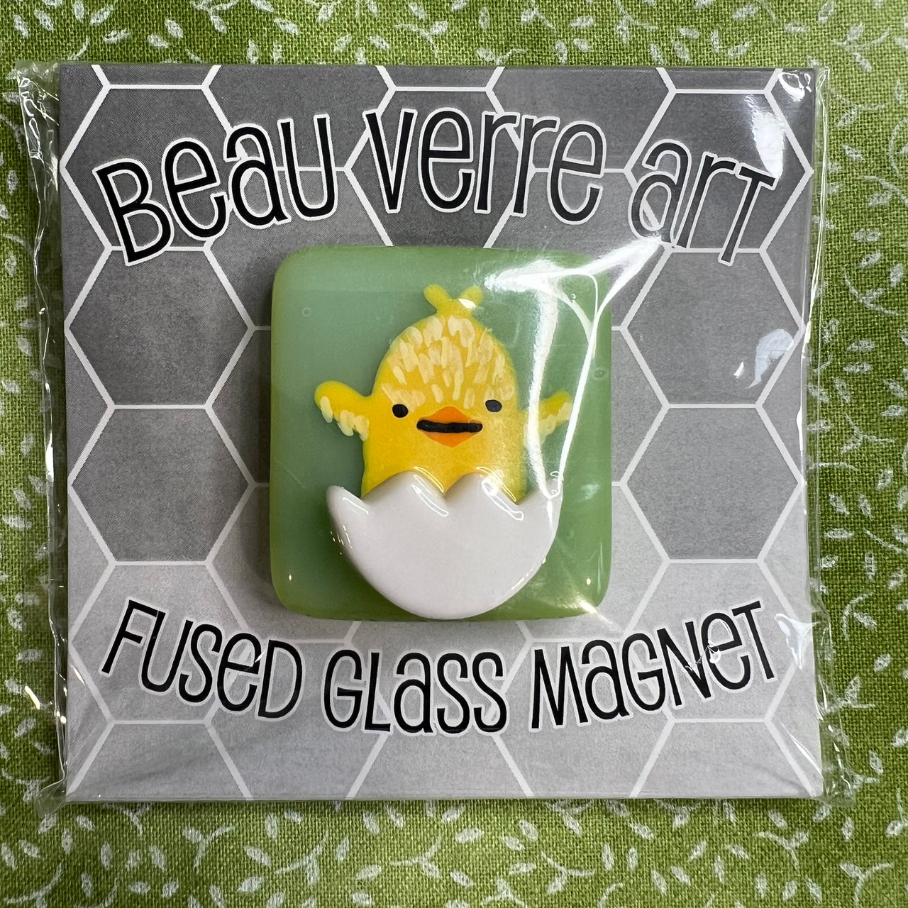 Chick in Egg Fused Glass Needleminder