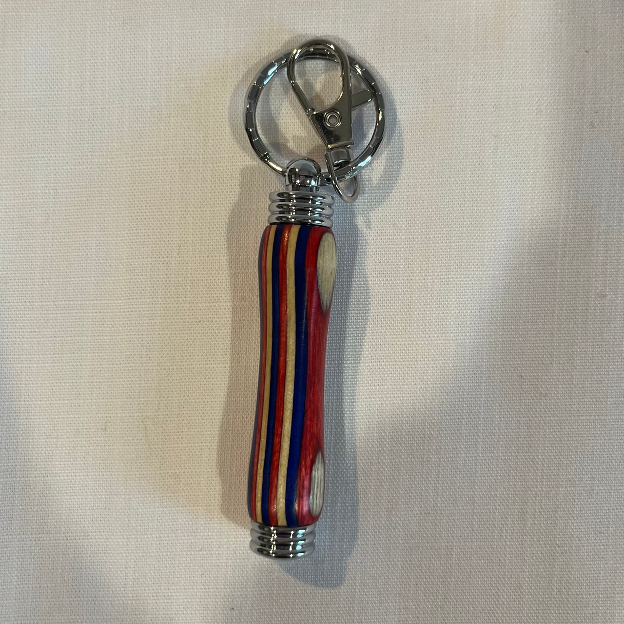 Handcrafted wood needle case fob