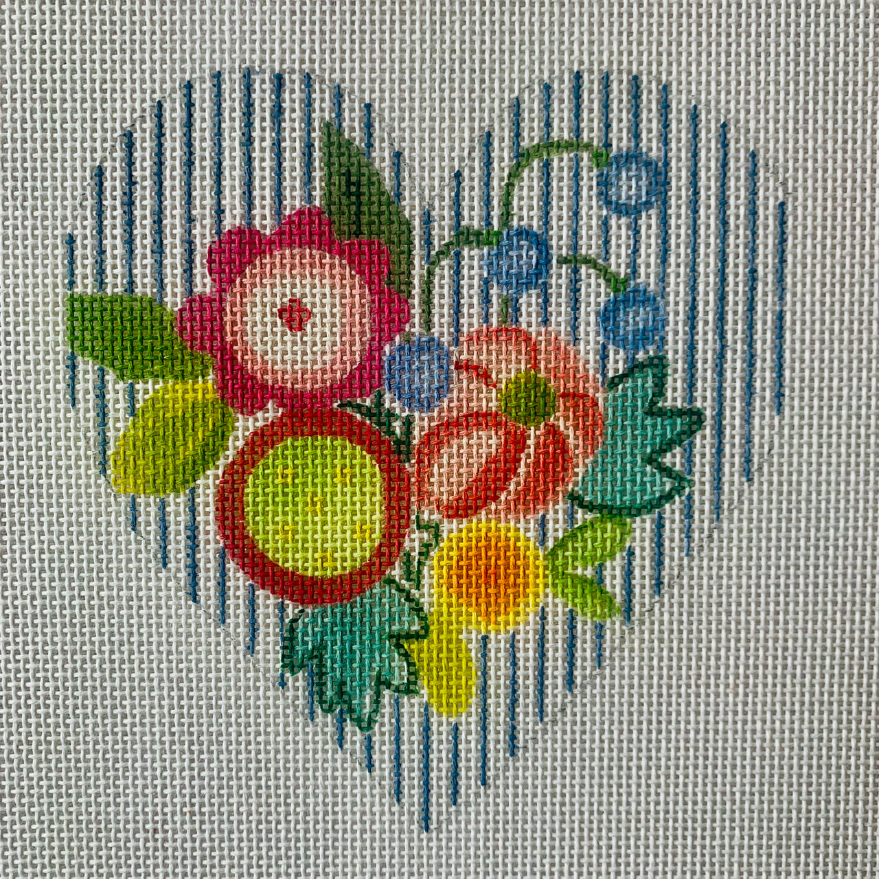208A Pin-Stripe Floral Heart