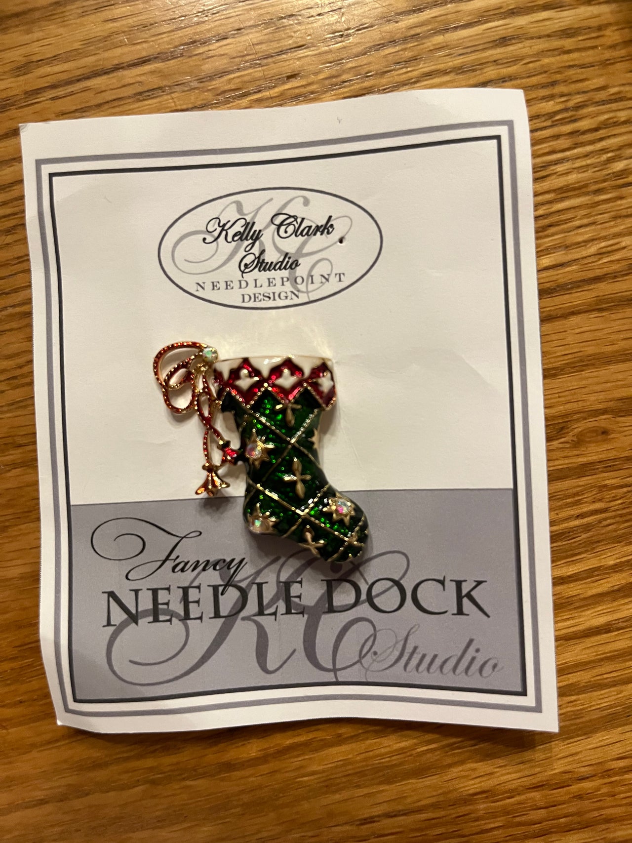 Green Christmas Sock Fancy Needle Dock