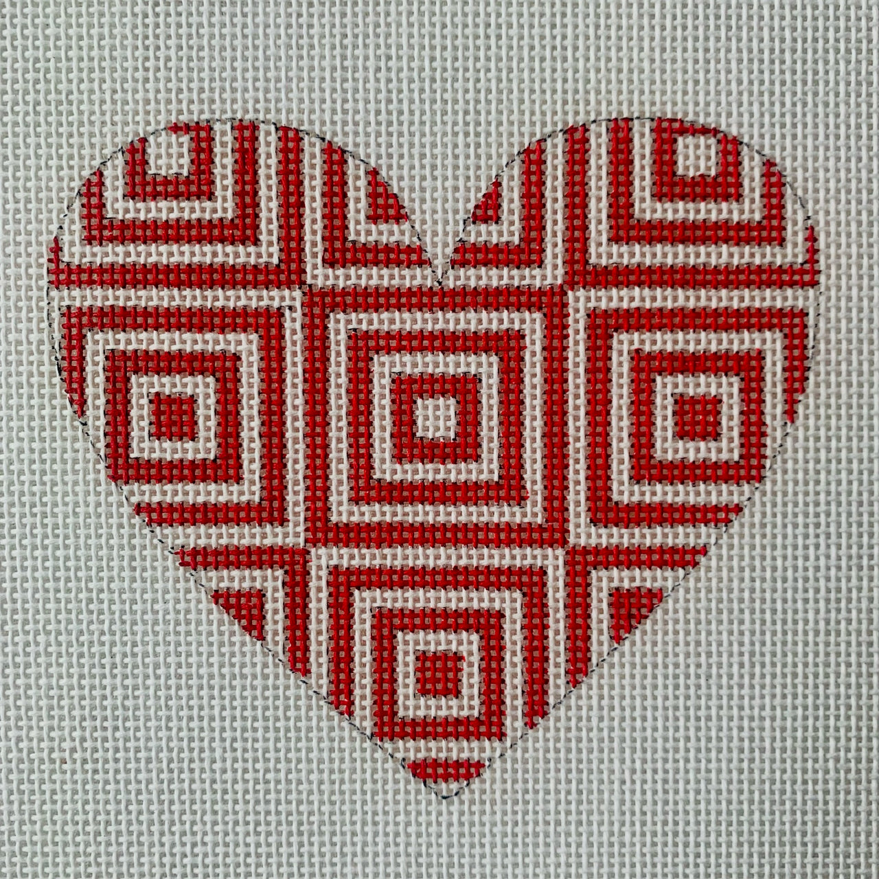 413F Red and White Geometric Heart