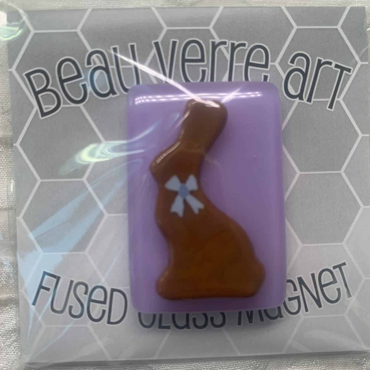 Chocolate Bunny Fused Glass Needleminder