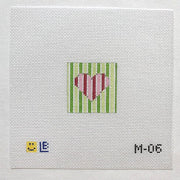 Raspberry Heart Lime Stripes M-06
