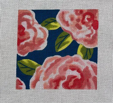 IN291 Large Pink Roses on Blue